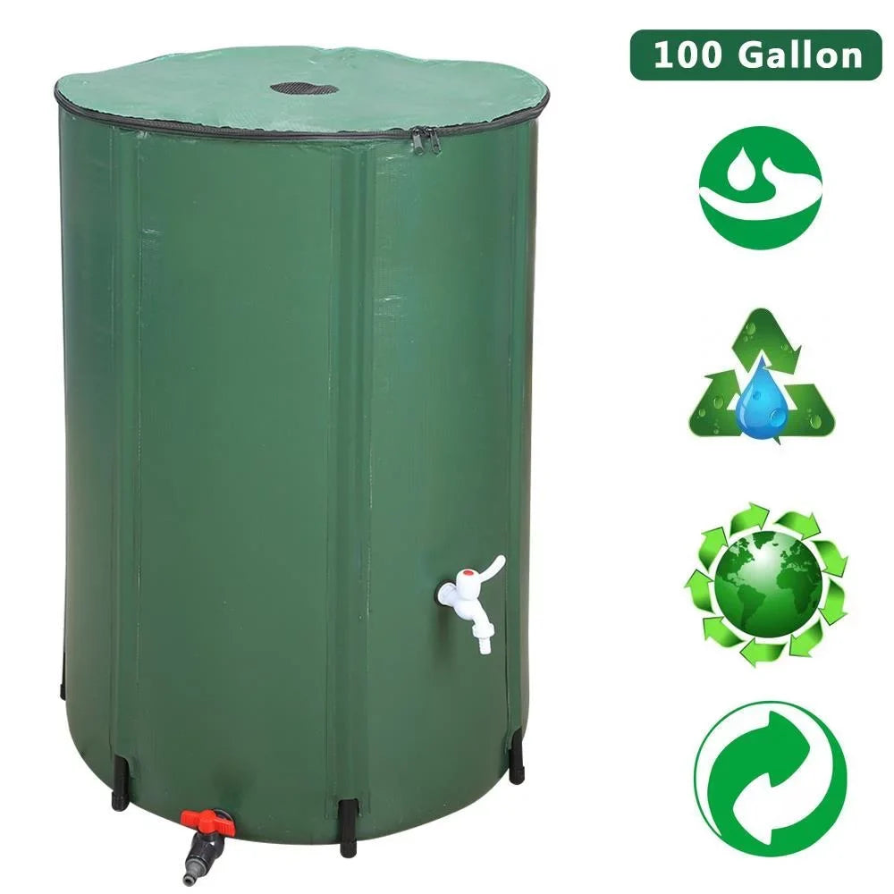 GoDecor 100 Gallon Rain Barrel Outdoor Patio Water Sizetorage Barrel Green