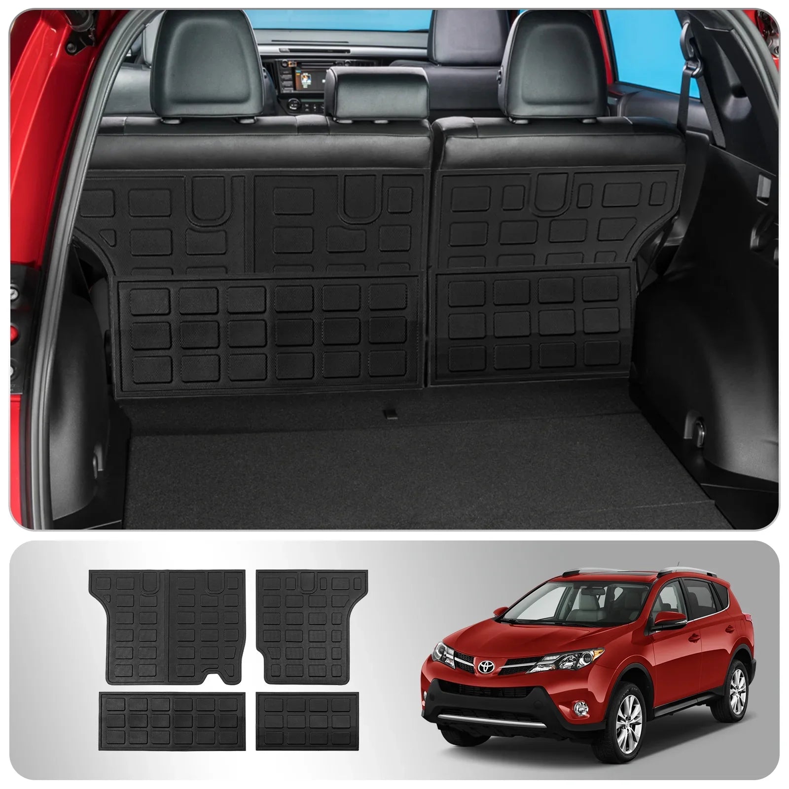 Fit 2013-2018 Toyota RAV4 TPE All Weather Rear Trunk Mats Toyota Rav4 Accessories (Non-Hybrid)