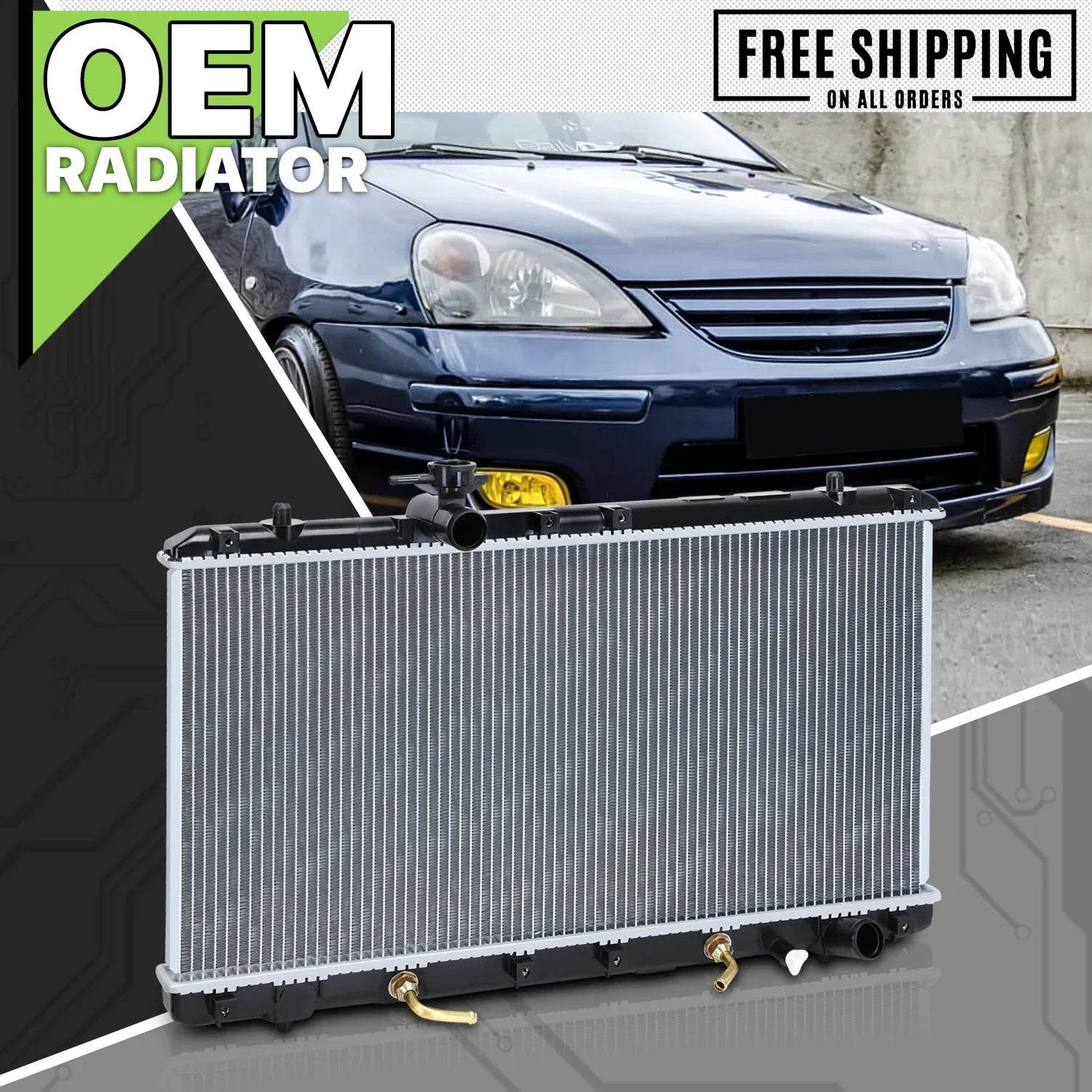 Magshion 2451 Aluminum Core Radiator OE Replacement for Sizeuzuki Aerio 2.0L/2.3L (2002-2007) AT