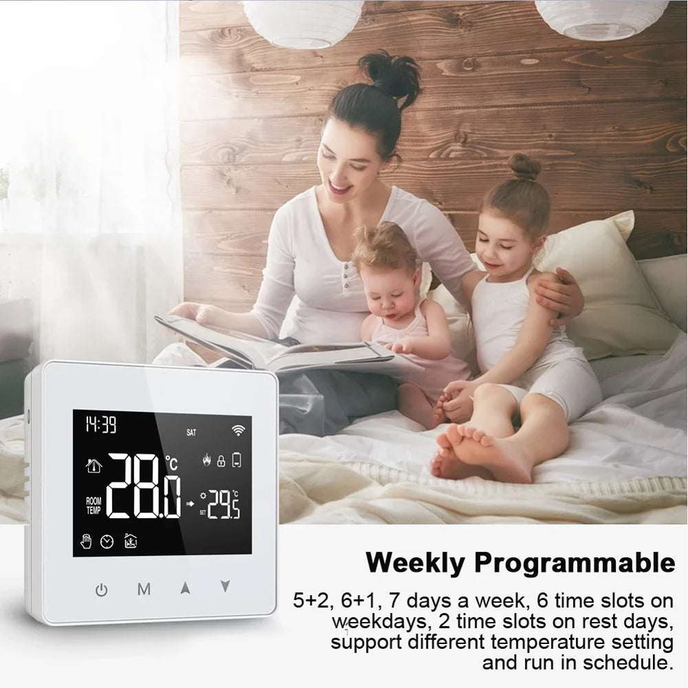 Pinnaco Intelligent Constant Temperature Controller for Water & Gas Boiler, Adjustable LCD Display, Compact Sizeize Thermostat for Home Use