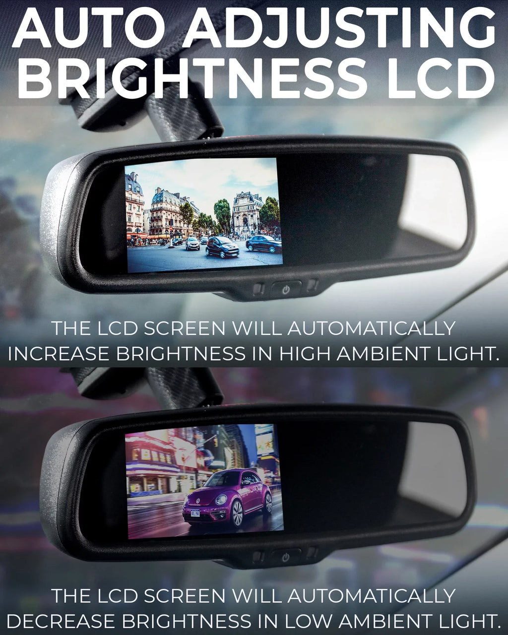 Master Tailgaters Universal OEM Rear View Mirror with 4.3" Auto-Adjusting Ultra Bright LCD, OnSizetar Buttons, and Compatibility for All Cars