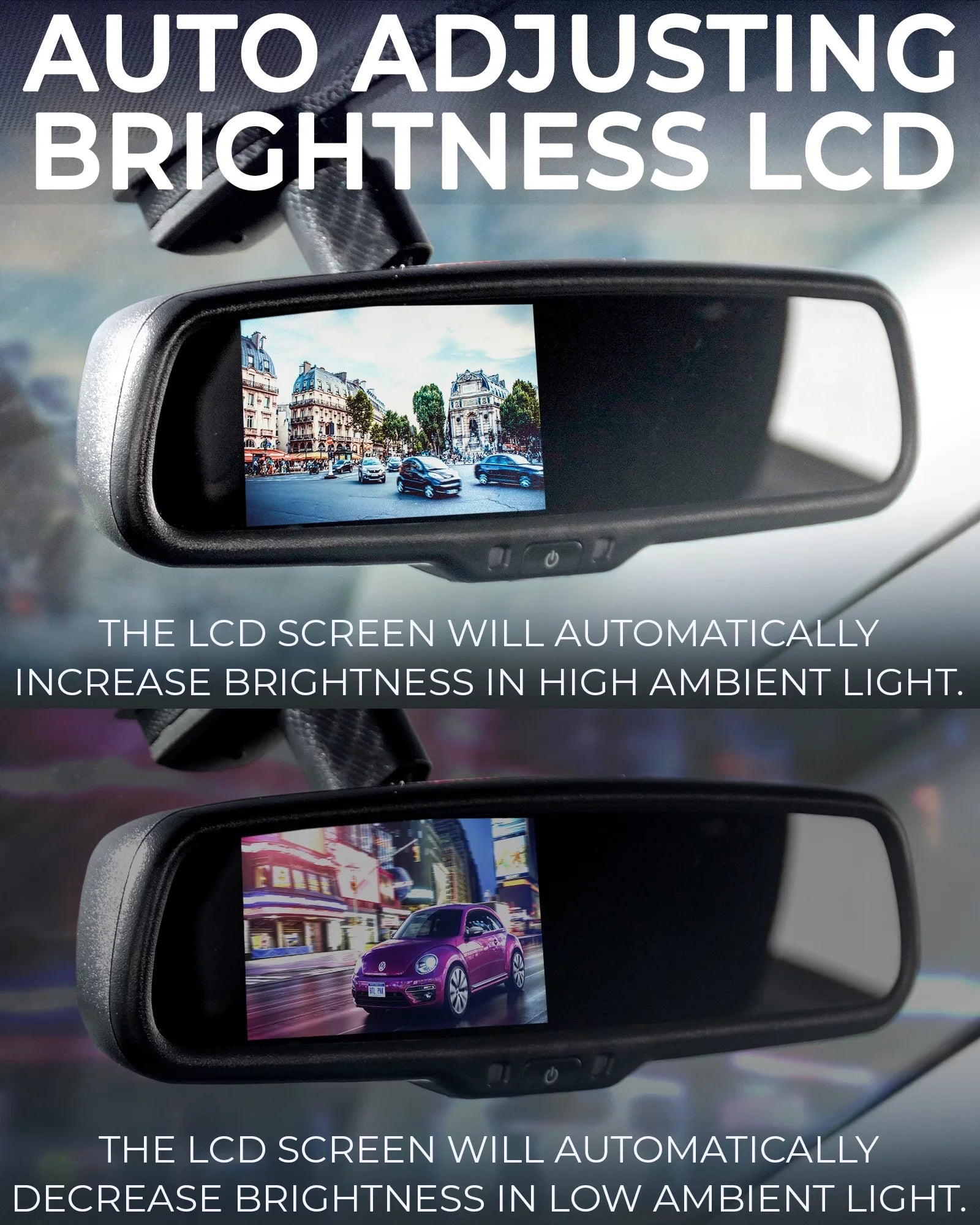 Master Tailgaters Universal OEM Rear View Mirror with 4.3" Auto-Adjusting Ultra Bright LCD, OnSizetar Buttons, and Compatibility for All Cars