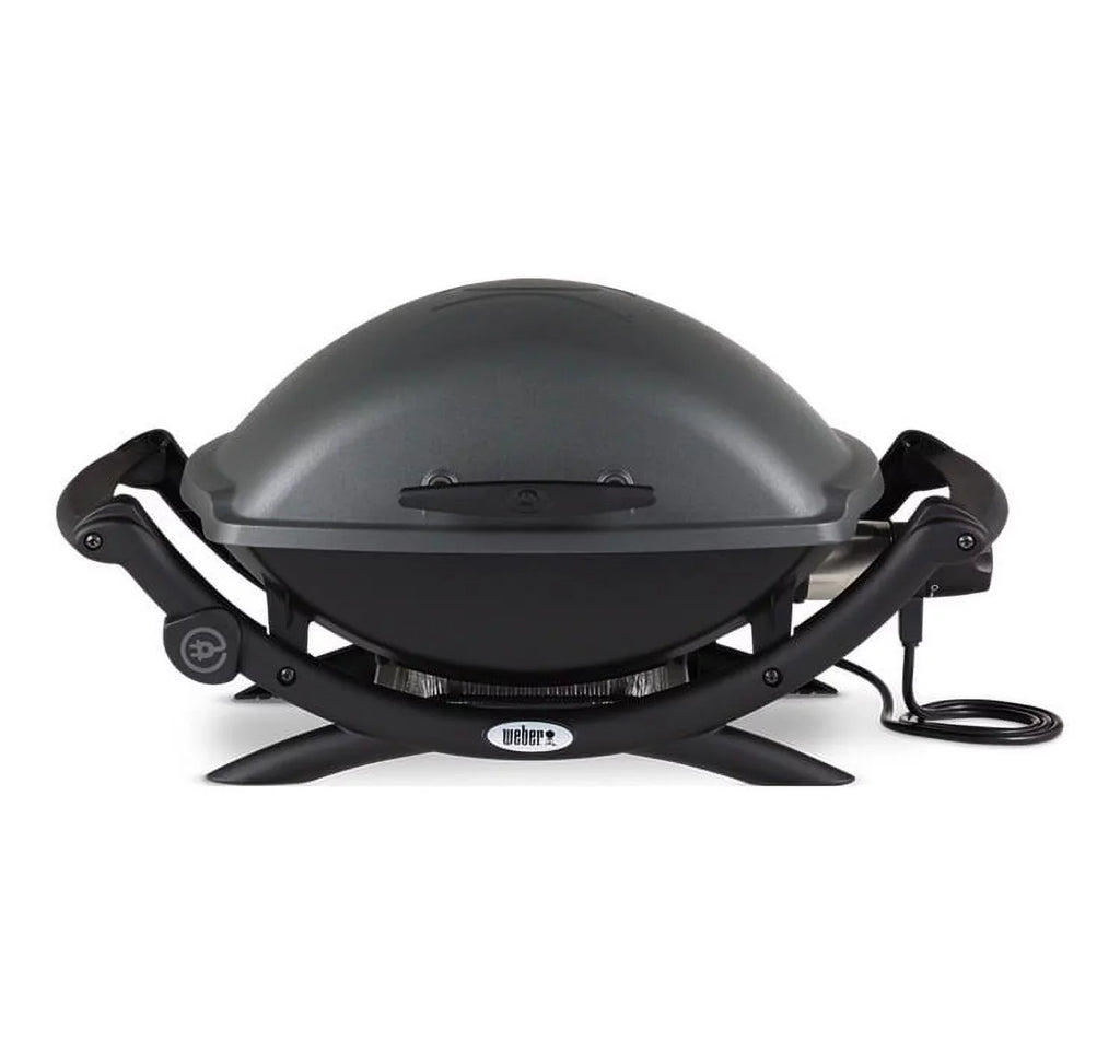Weber Q 2400 Electric Grill (Black) with Grill Cover and Cart Bundle