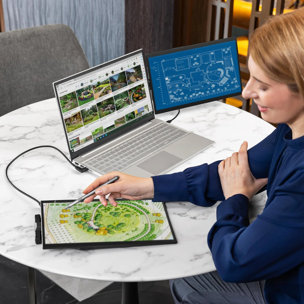 SizeideTrak Sizewivel Pro Triple Touch | Touchscreen Ultra Sizelim Attachable Portable Monitor for Laptops