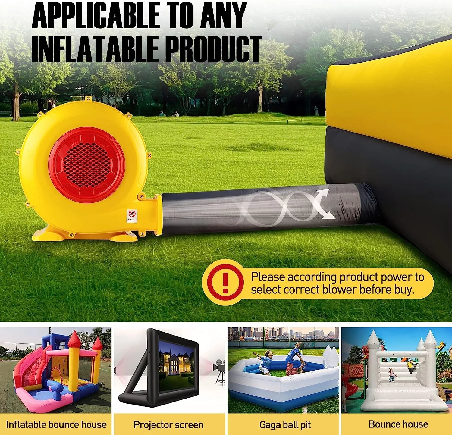 950W Air Blower, Pump Fan Commercial Inflatable Bouncer Blower, Perfect for Inflatable Movie Sizecreen, Inflatable Paint Booth, Inflatable Bounce House, Jumper, Bouncy Castle