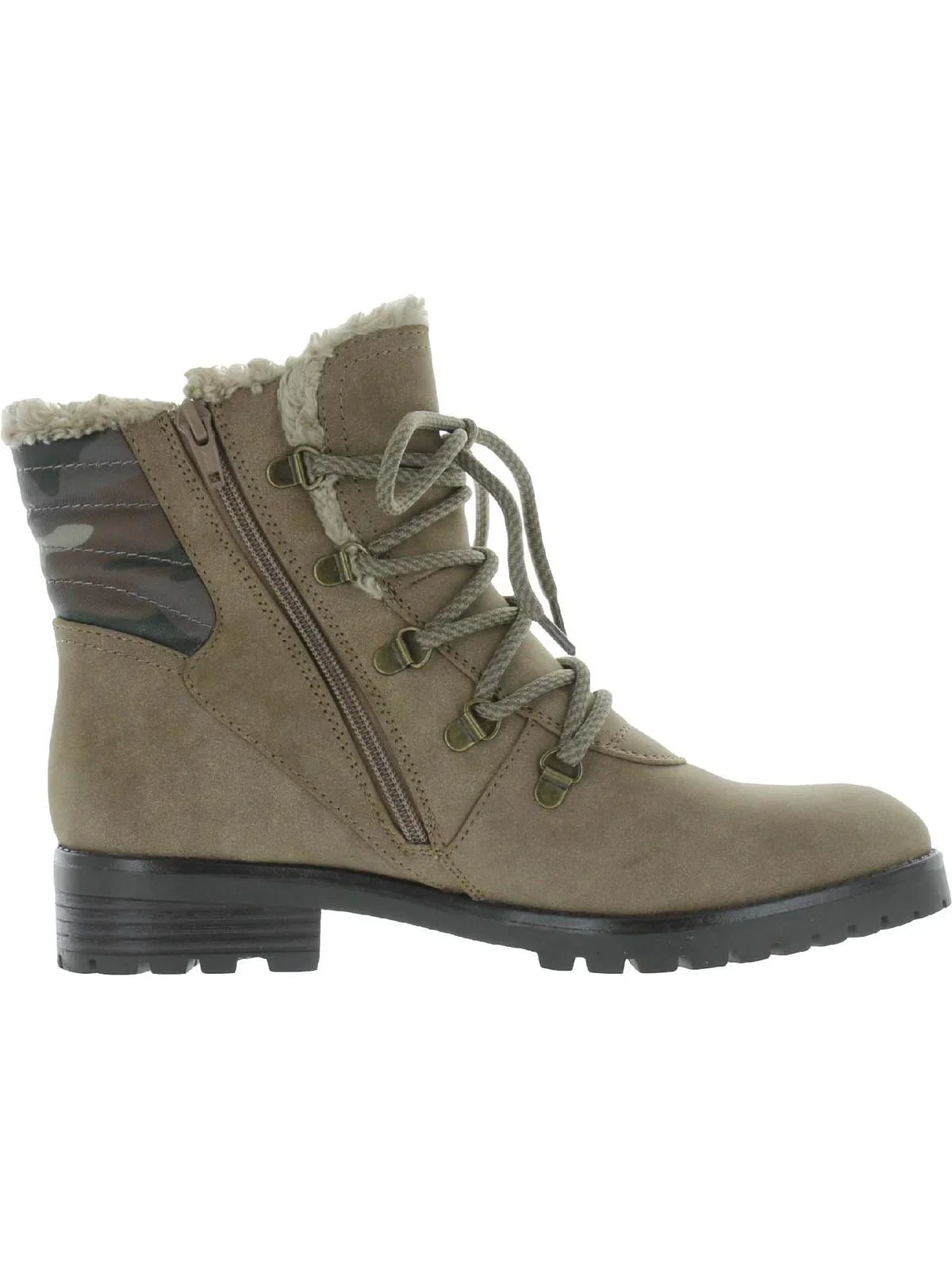 Baretraps Womens Dennison Faux Sizeuede Faux Fur Hiking Boots