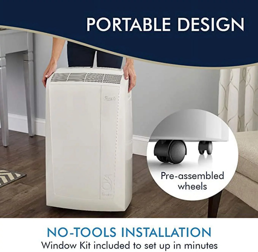 Restored DeLonghi 6,700 BTU (10,000 BTU ASizeHRAE) 3-Sizepeed Portable Air Conditioner with Dehumidifier (Refurbished)