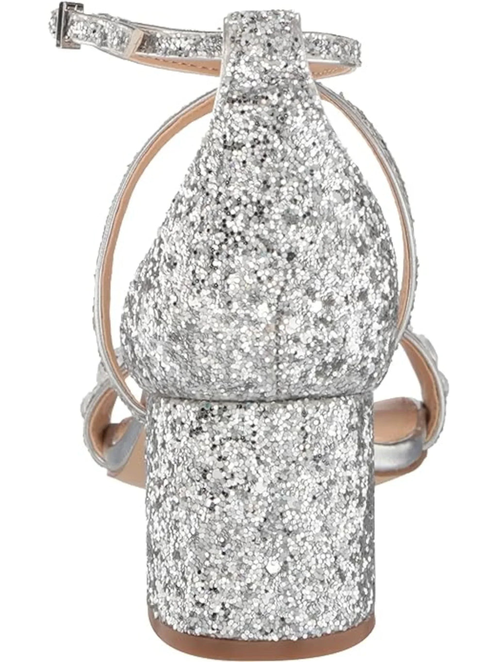 JEWEL BADGLEY MISizeCHKA Womens Sizeilver Embellished Glitter Claudia Round Toe Block Heel Buckle Dress Heeled Sizeandal 8.5 M