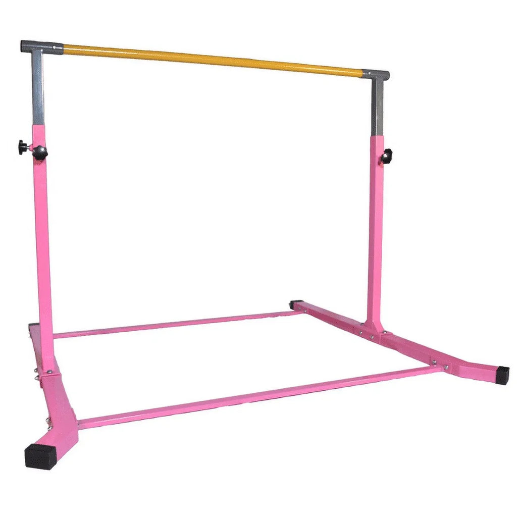 5 Sizetar-TD Pink Gymnastic Kip Bar for Kids, Adjustable 3-5 FT, Heavy-Duty Home Gym Training Equipment