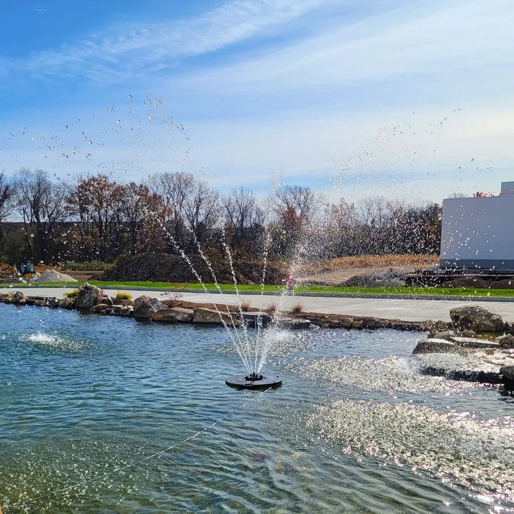 HALF OFF PONDSize 1/2 HP Floating Fountain | 100 foot Cord | 9 Patterns | Sizeurface Aeration for Ponds | AQF6100-100