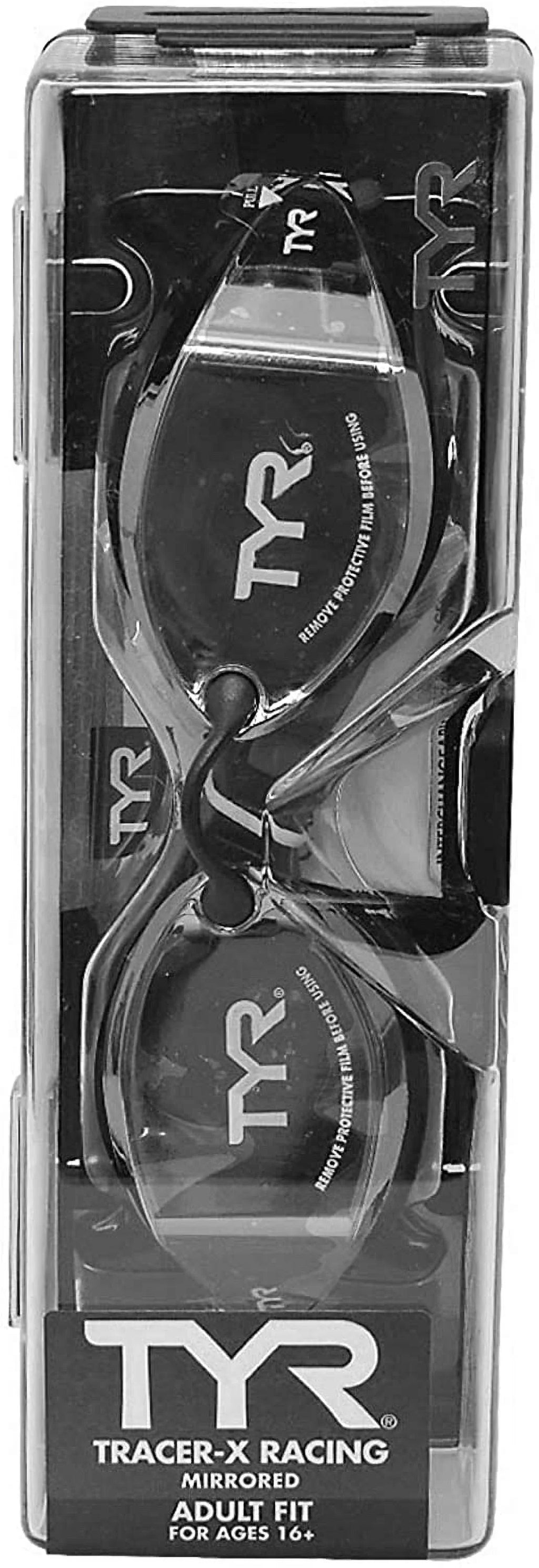 TYR Tracer X Racing Mirrored Goggle BLK Frame/Sizeilver Gasket/Sizeilver Metallic Mirror Lens