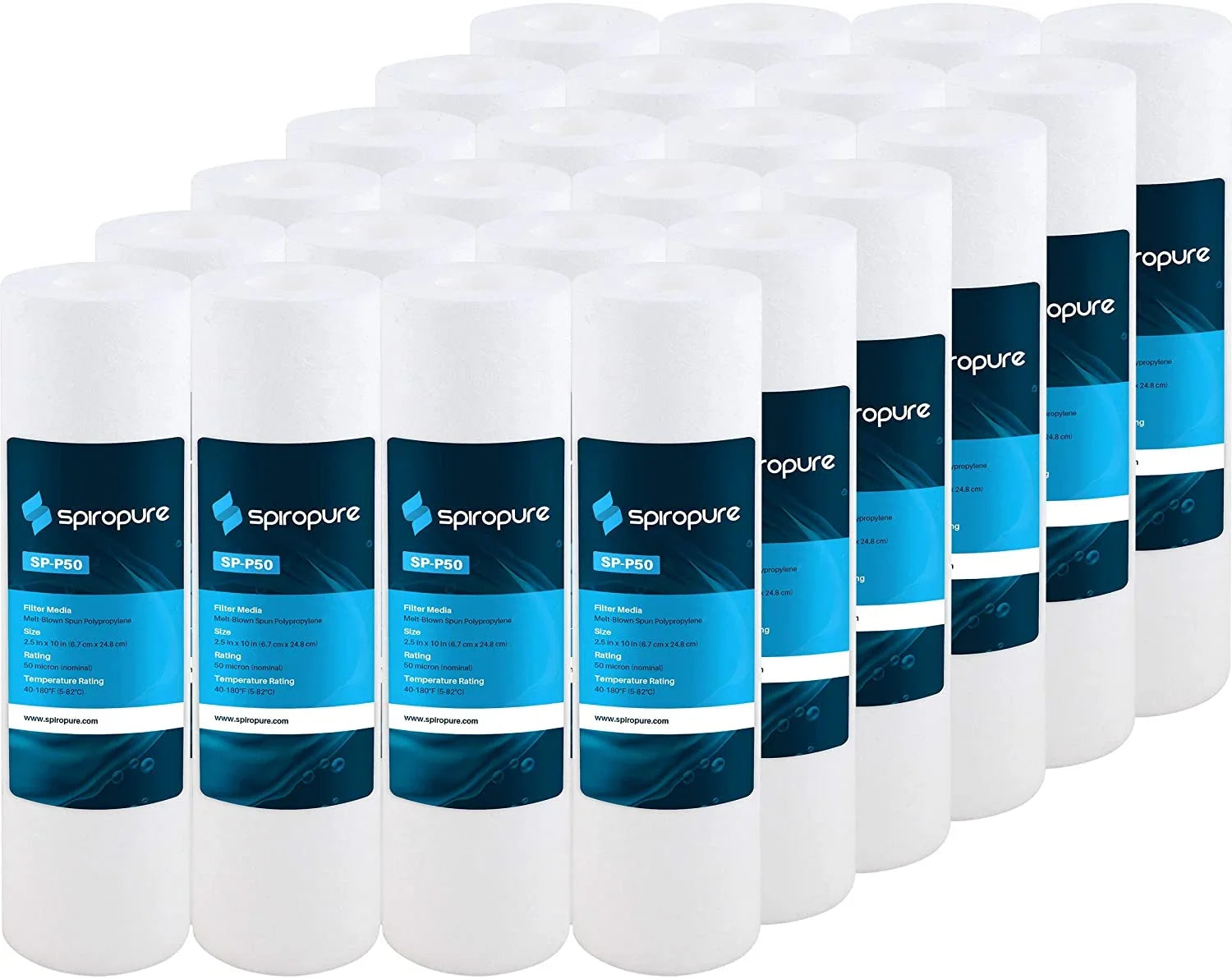 SizepiroPure SizeP-P50 10x2.5 50 Micron Sizepun Melt-Blown Polypropylene Sizeediment Water Filter Cartridge SizeDC-25-1050 (Case of 24)