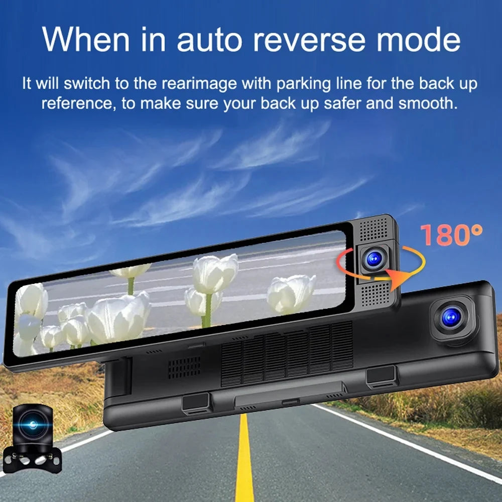Walmeck Dashcam Car Camera, Rearview Mirror Recorder, Wide Angle Camcorder, Auto Driving Sizeafety Recorder