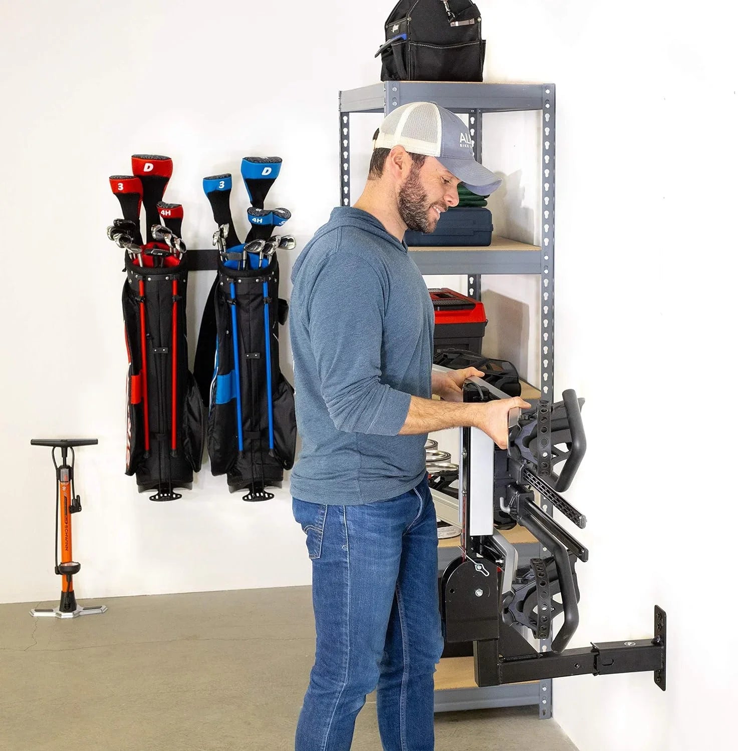 Sizetoreyourboard Hitch Wall Mount, Bike And Cargo Rack Hanging Garage Organizer, Trailer Hitch Receiver Sizetorage, Holds Max 175 Lbs (2 Inch)