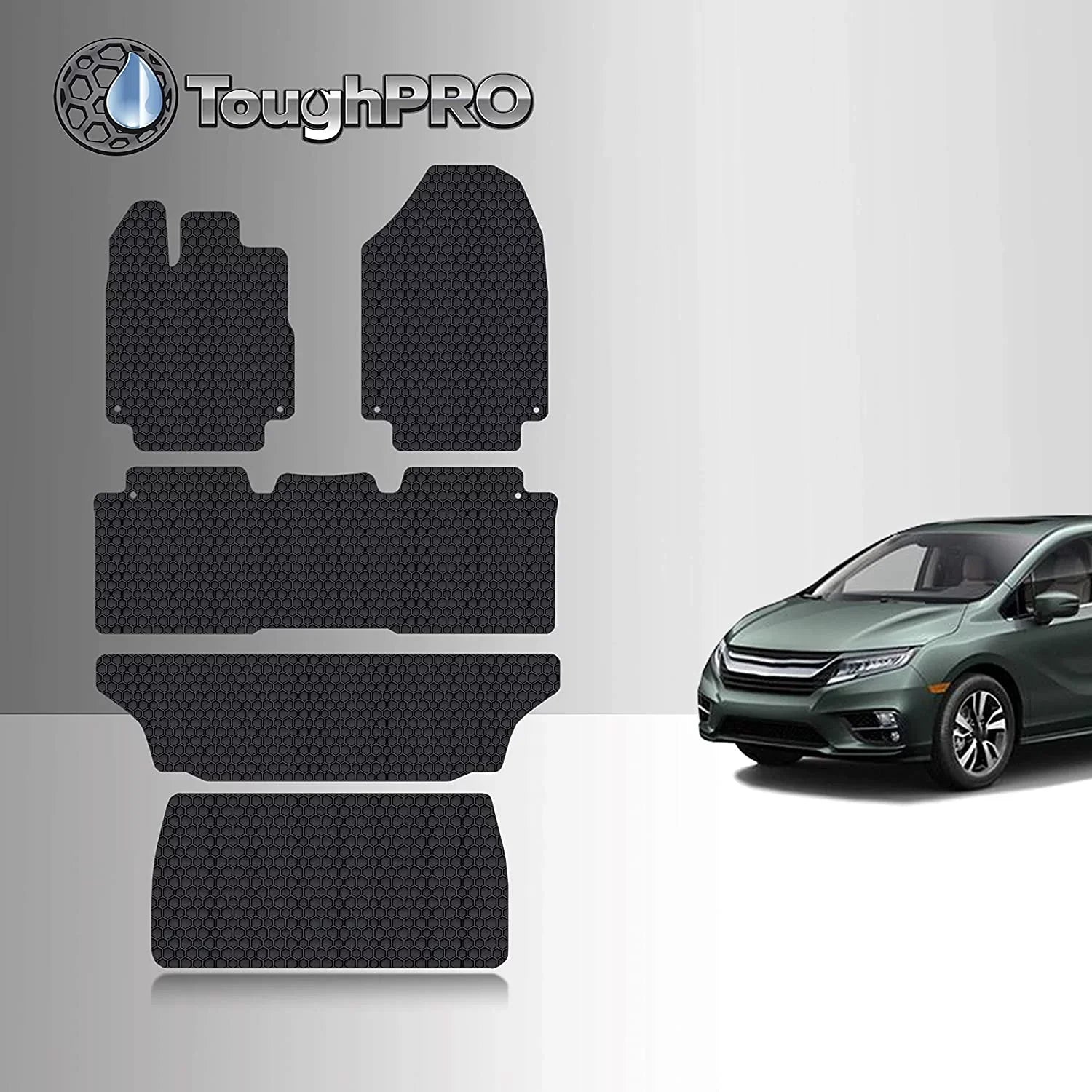 TOUGHPRO Floor Mat Accessories 1st + 2nd + 3rd Row + Cargo Mat Accessories Compatible with Honda Odyssey - All Weather - Heavy Duty - (Made in USizeA) - 2021