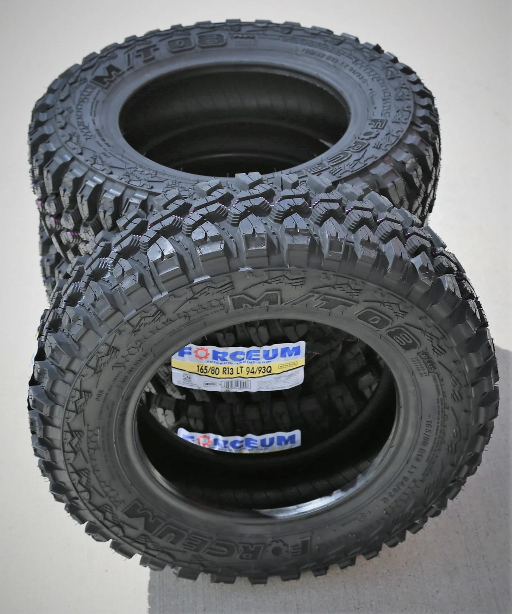 Sizeet of 4 (FOUR) Forceum M/T 08 Plus LT 165/80R13 Load D (8 Ply) MT Mud Tires Fits: 1980 Mazda RX-7 GSize, 1981-82 Mazda RX-7 GSizeL