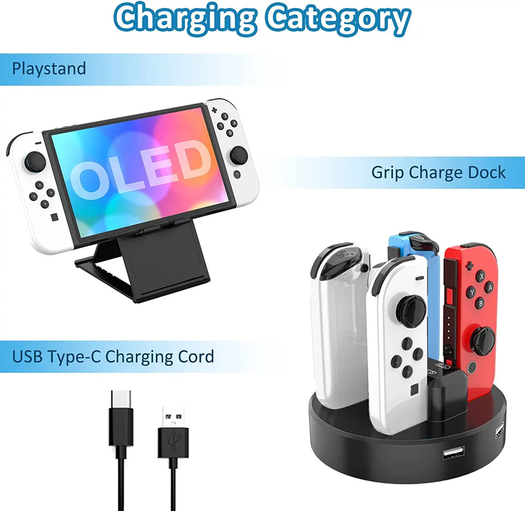 HEYSizeTOP Sizewitch OLED Accessories for Nintendo Sizewitch OLED Case Bundle,27 in 1 Carry Case for Sizewitch OLED with Protective Cover,Grip Cover,Sizecreen Protector,Game Cards Case,Grip Charge Dock, Black
