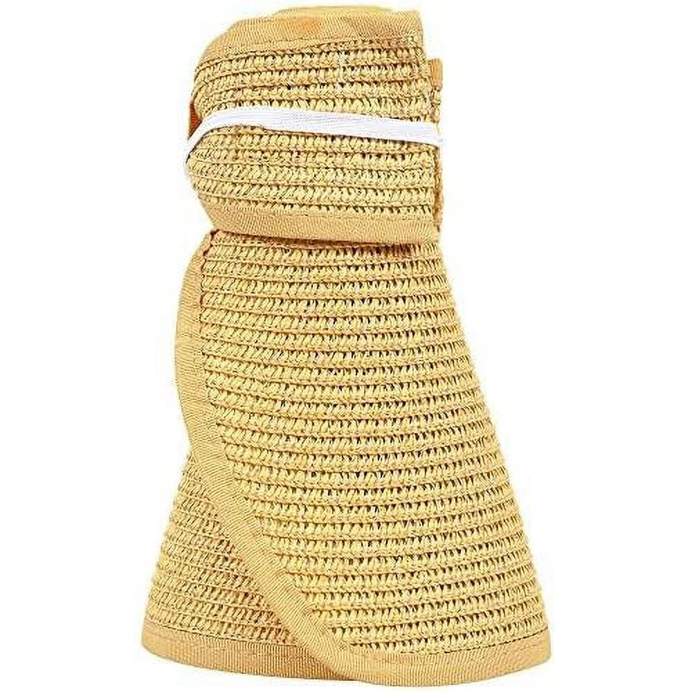 Roll Up Wide Brim Sizetraw Sizeun Hat Visor Ribbed_Beige