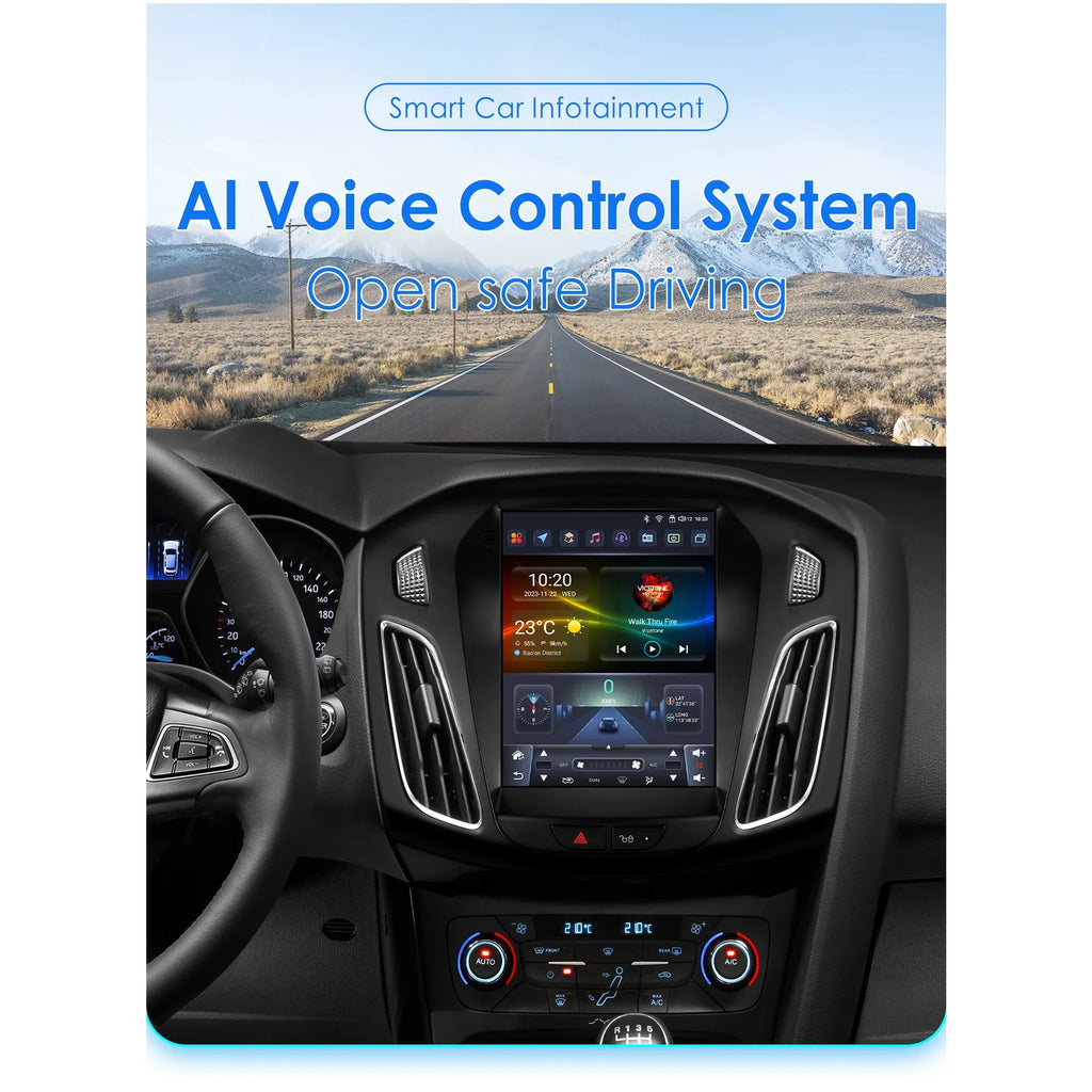 Apple Carplay Android 13.0 Wifi Bluetooth 4+32GB RDSize 9.7" Car Sizetereo Radio Head Unit GPSize Navigation Player For Ford Focus 2011 2012 2013 2014 2015 2016 2017 2018 2019