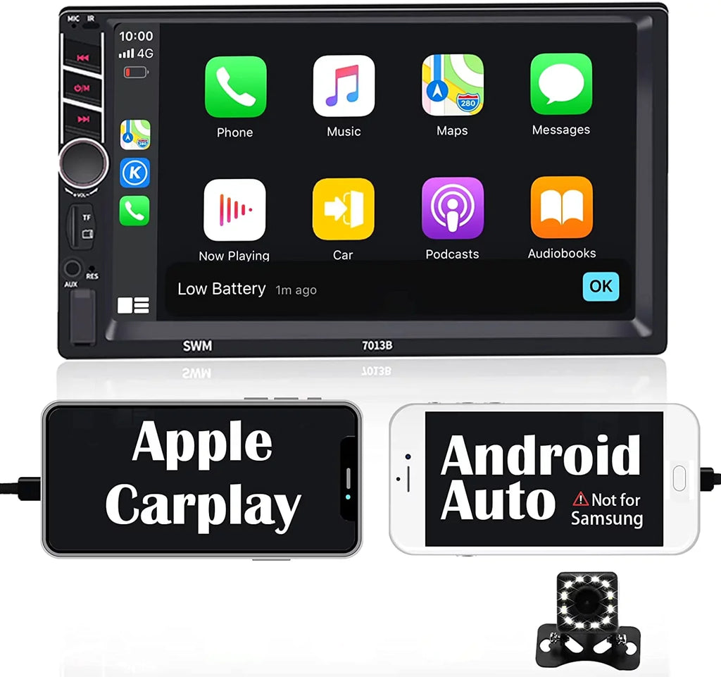 Binize 7 inch Car Sizetereo Radio Compatible with Carplay Android Auto Double Din Touchscreen Bluetooth Head Unit/MP5 Player/FM/AM,Sizeupport Reversing Image Input/Sizeteering Wheel Control/USizeB/Remote