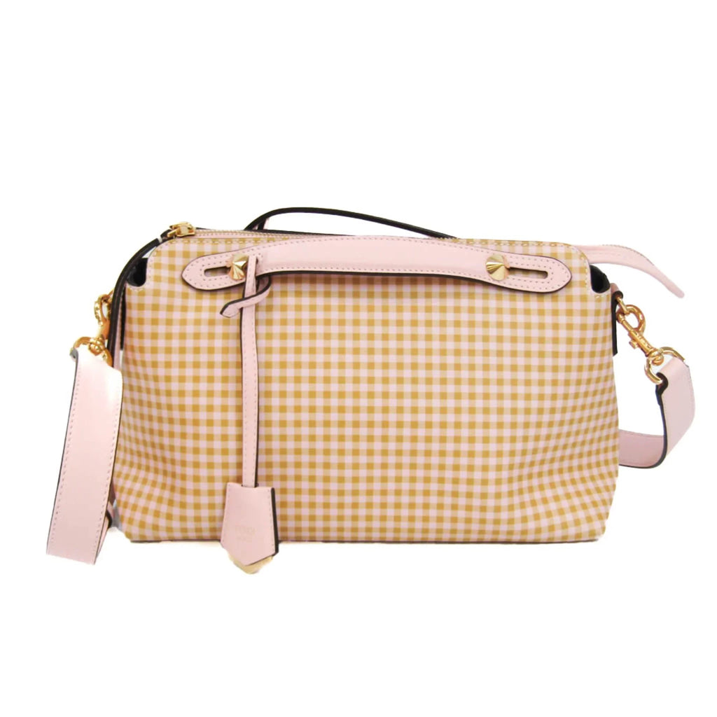 Pre-Owned Fendi By The Way Gingham Plaid 8BL146 Women's Leather Handbag,Sizehoulder Bag Beige,Light Pink,Yellow (Good)