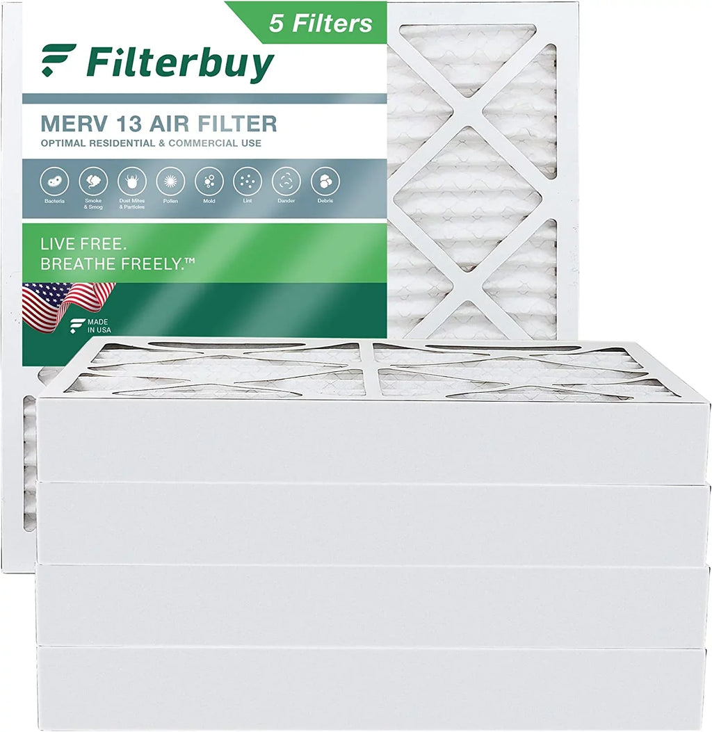 Filterbuy 24x24x4 MERV 13 Pleated HVAC AC Furnace Air Filters (5-Pack)