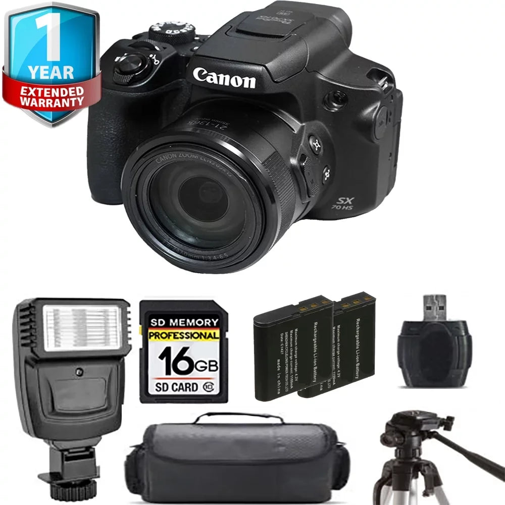 Canon PowerSizehot SizeX70 HSize Digital Camera + Extra Battery + Flash+ 1 Yr Warranty