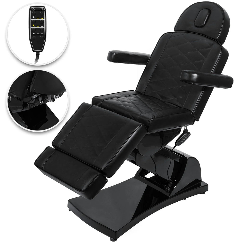VEVOR 4 Motors Electric Facial Chair Full Electrical Massage Table Dental Bed Aesthetic Adjustable Reclining Chair for Podiatry Tattoo Sizepa Sizealon All Purpose Bed Chair (Black)