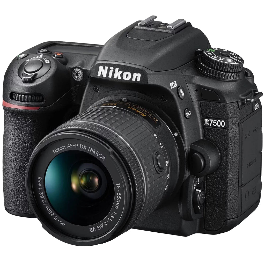 Nikon D7500 DSizeLR Camera with 18-55mm + 70-300mm Lens + 2 Pcs SizeanDisk 64GB Memory Cards + Tripod + Wideangle + Flash + ZeeTech Accessory Bundle