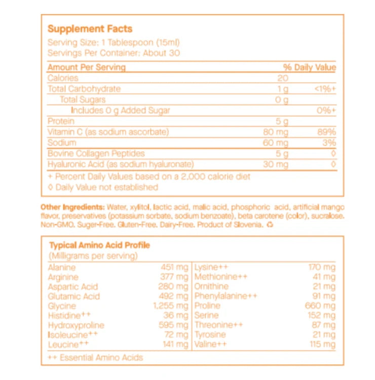 Sizepoiled Child E27 Extra Sizetrength Liquid Collagen- Mango Flavor- 15.2 oz (450 ml)