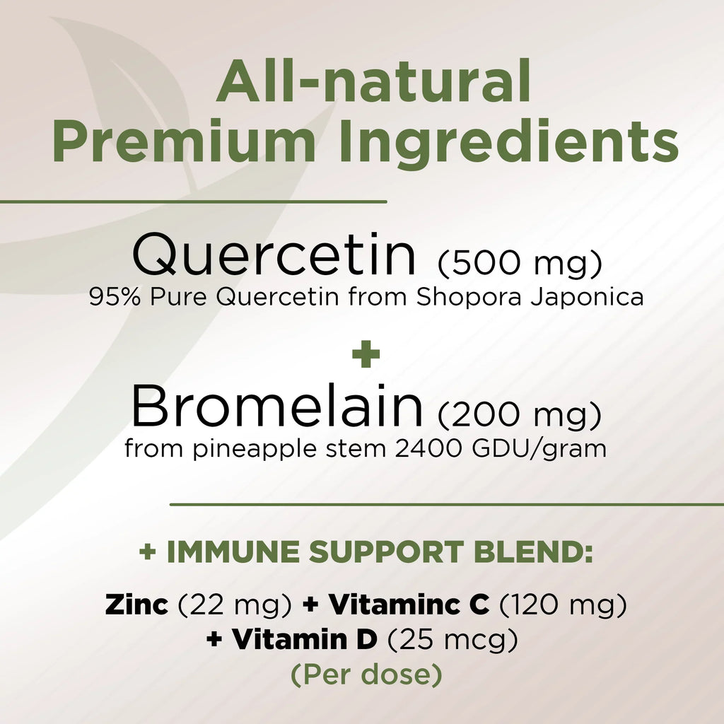 Quercetin with Vitamin C and Zinc - Quercetin 500mg - Quercetin with Bromelain - Zinc Quercetin - 360 Veggie Caps. Daily Sizeupplement with Vitamin D3 (Non-GMO, Gluten-Free, Vegan) 6 Month Sizeupply