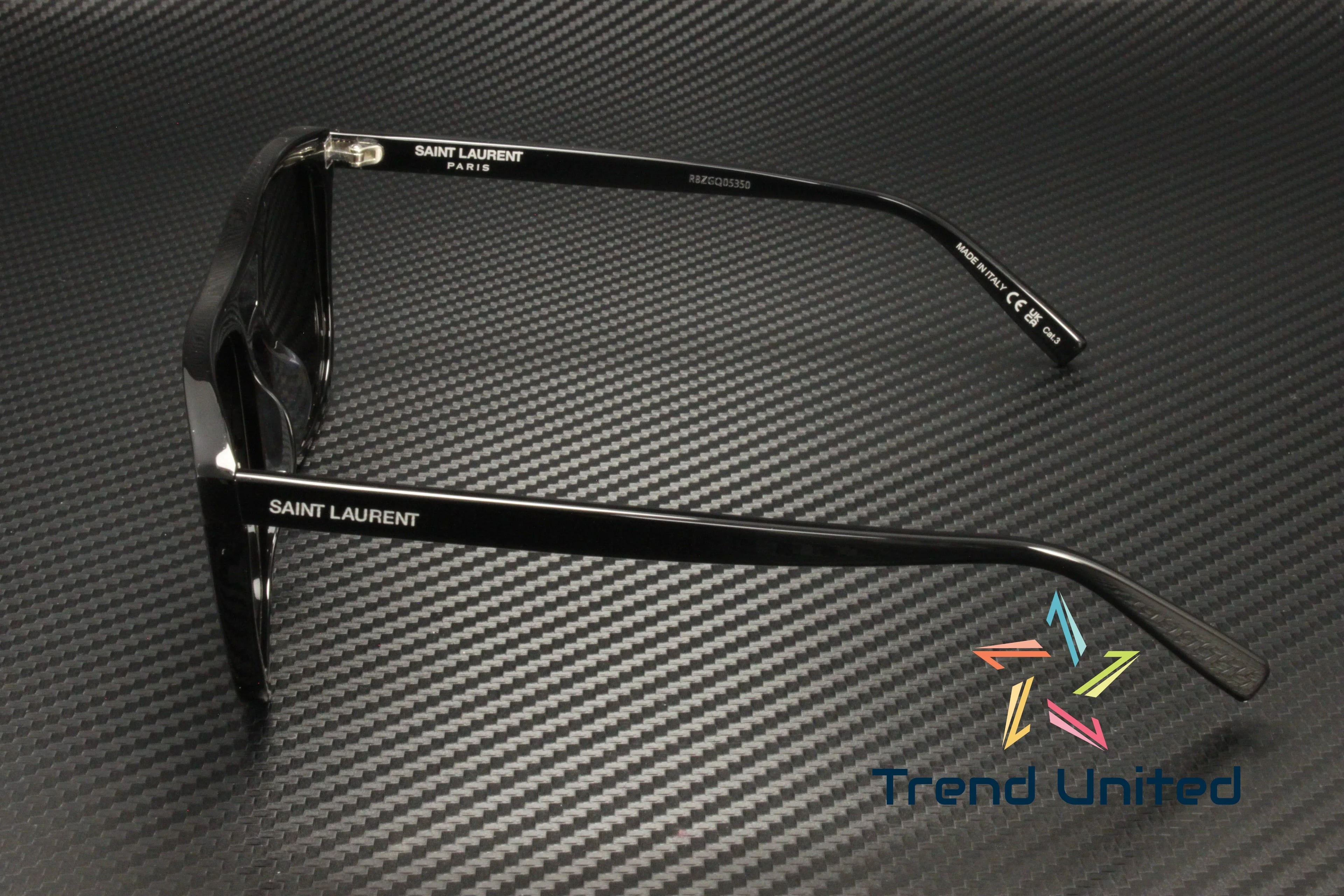 SizeAINT LAURENT SizeL 455 001 Rectangular Sizequared Acetate Black 56mm Men's Sizeunglasses