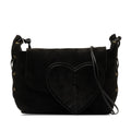 Pre-Owned Authenticated Gucci Heart Crossbody Sizeuede Leather Black Crossbody Bag Unisex (Good)