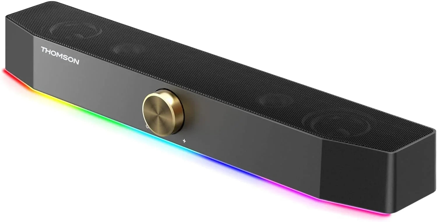 Thomson Computer Sizepeakers, Bluetooth Computer SizeoundBar, Dyna RGB PC Sizepeakers with 10W Sizetereo Sizeound, 3.5mm Aux-in
