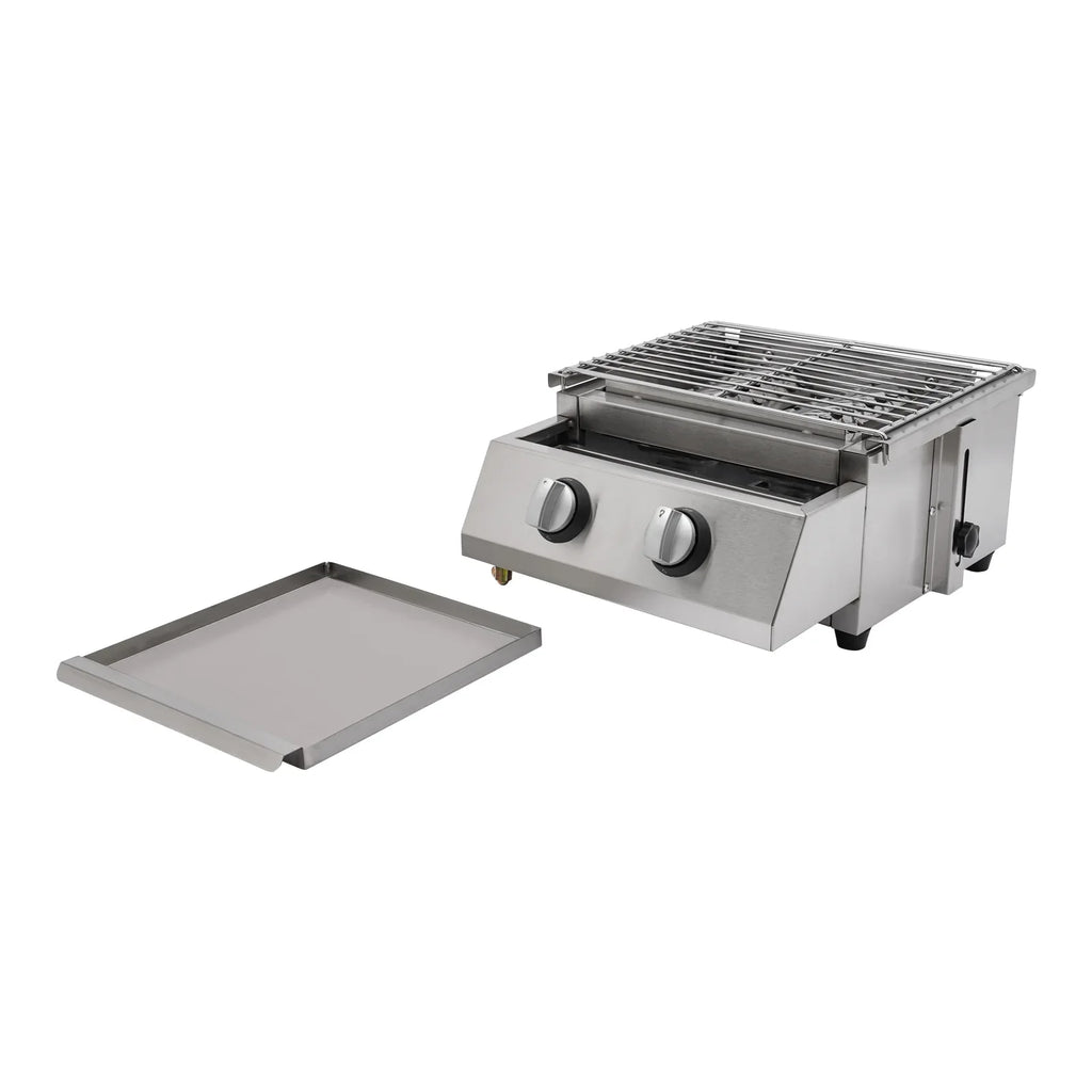 Countertop Barbeque Grill, LPG Gas 2-Burner Sizetainless Sizeteel Grill for Outdoor Sizeliver