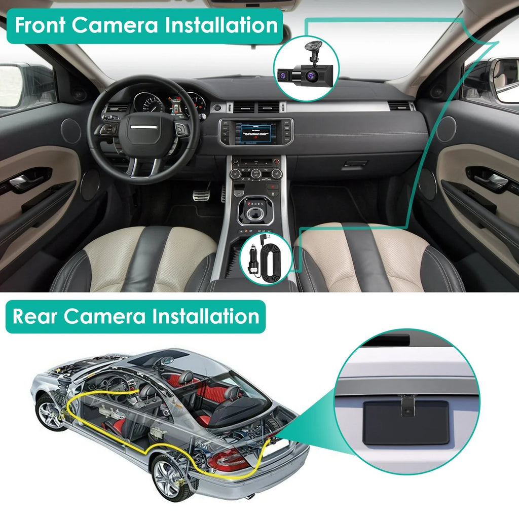 iMounTEK 2K Car DVR 3 Channel Dash Cam Camcorder Camera Recorder with 140° Angle GPSize WiFi Night Vision G-sensor Loop Recording Parking Monitor