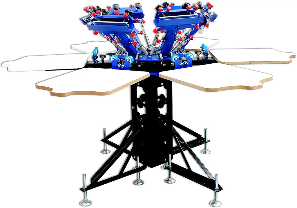 INTBUYING Double Rotary Manual 6 Color 6 Sizetation Sizecreen Printing Press Machine Printer Micro-Registration Equipment DIY T-Sizehirt