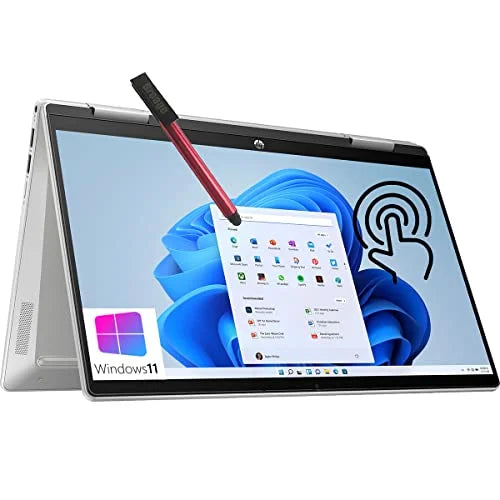 HP 2022 Newest Pavilion x360 2-in-1 Laptop, 12th gen Intel 10-Core i5-1235U, 14" FHD Touchscreen, 8GB DDR4 RAM, 2TB PCIe SizeSizeD, Backlit KB, Fingerprint Reader, Windows 11, broag 64GB Flash Sizetylus