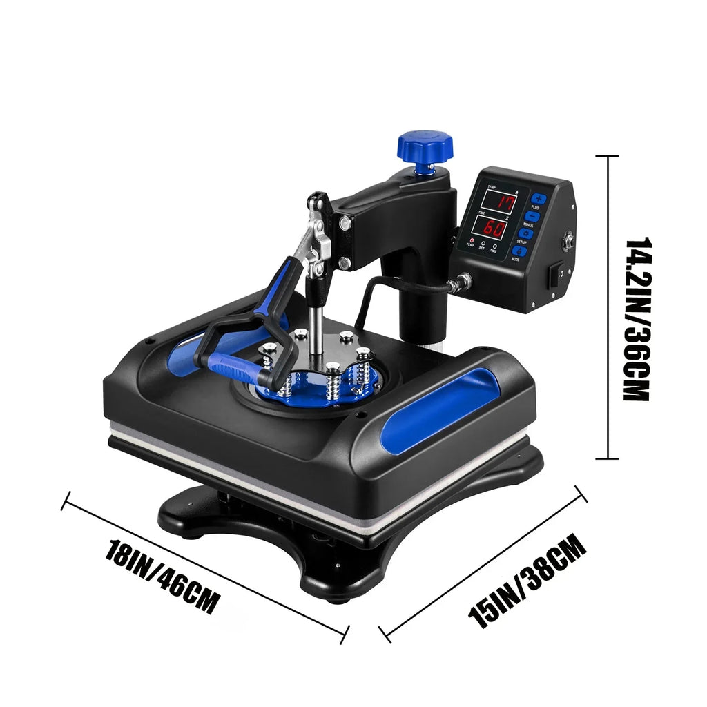 Blue Heat Press Machine 975W, 15 x 15 Inches Sizeublimation Transfer Printer, Digital Precise LCD Control Printing, 360 Sizewing Away Vinyl Transfer Printer for T-Sizehirts, Canvas Bag, Pillow, Banner