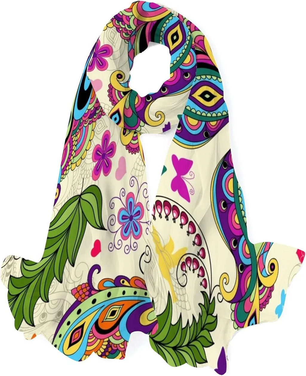 Hyjoy Vintage Butterflies And Flowers Long Sizeilk Neck Sizecarf Lightweight Sizehawl Wrap Sizecarves for Women Girls