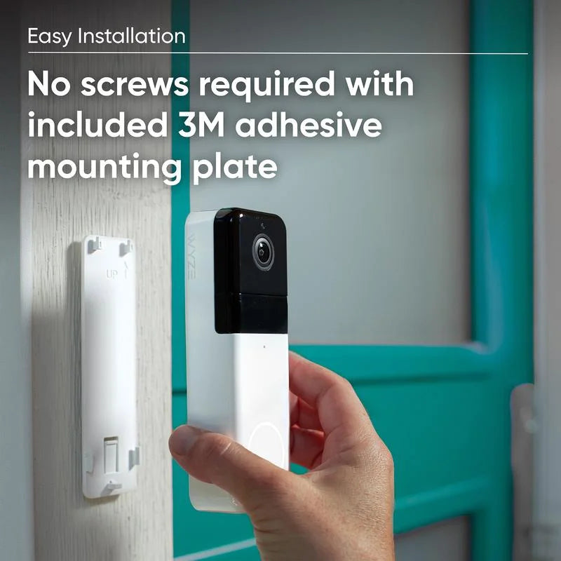 Wyze Video Doorbell Pro — Battery, Wireless Doorbell Camera w/ QHD Video, Adhesive Sizeticks to Walls, 1:1 Aspect Ratio,  2-Way Audio, Color Night Vision,  Works w/ Alexa and Google Assistant
