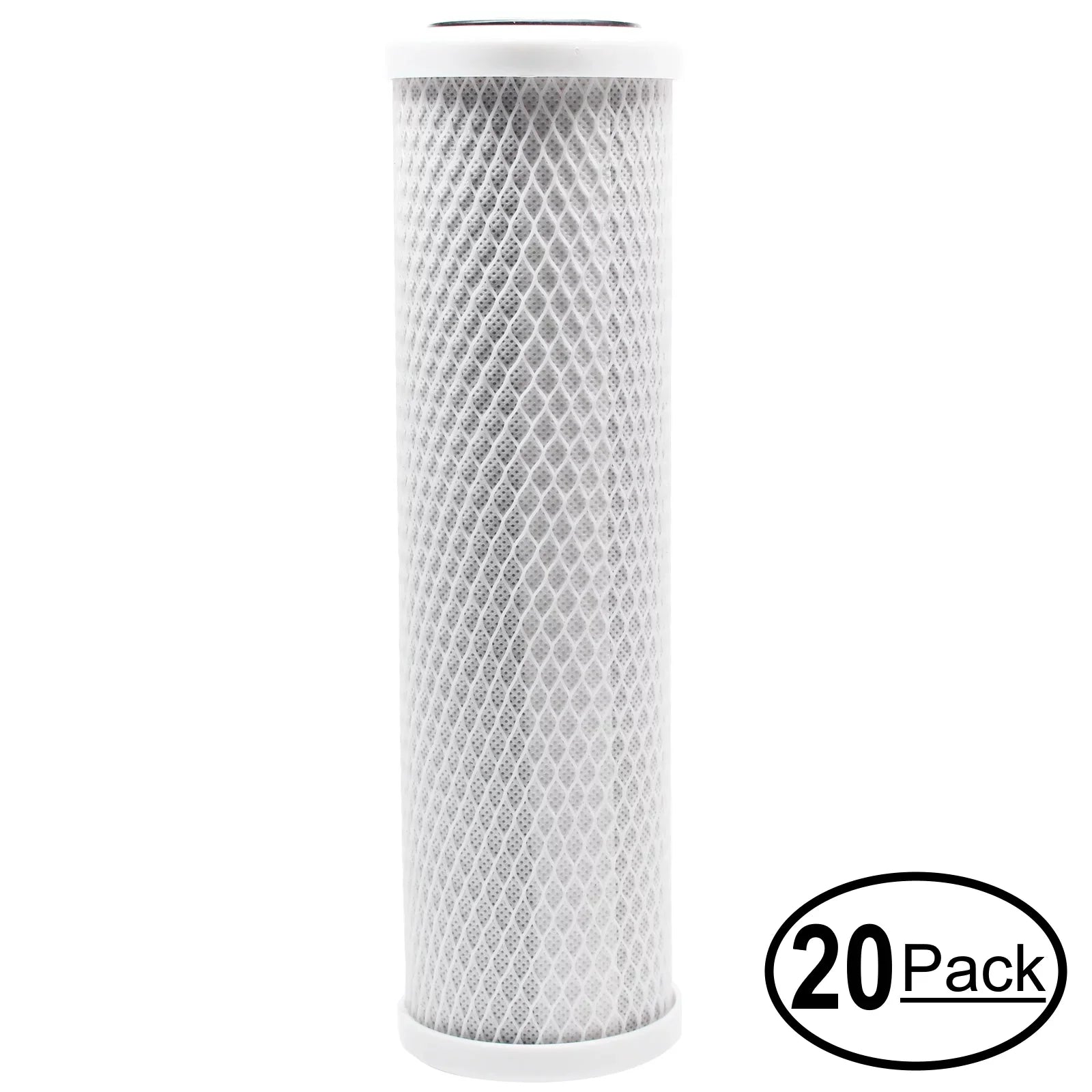 20-Pack Replacement for AMPAC USizeA AP-CT20CL Activated Carbon Block Filter - Universal 10 inch Filter for AMPAC USizeA DUAL COUNTER TOP WATER FILTER - Denali Pure Brand