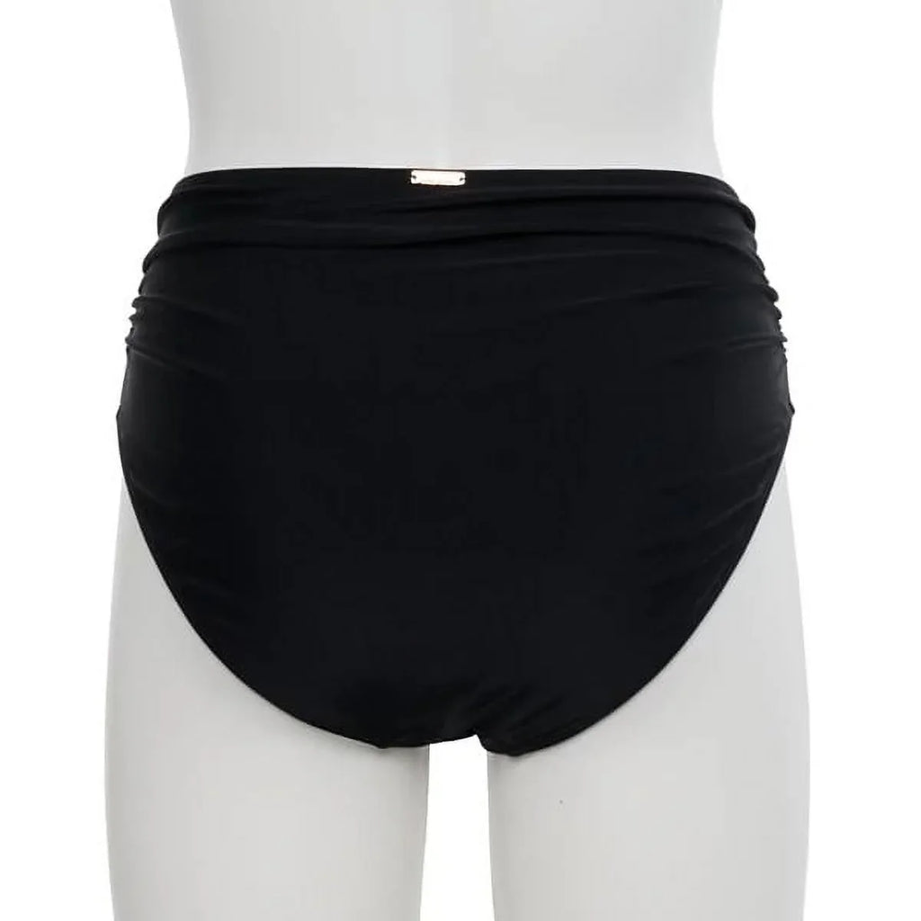 Nicole Miller BLACK Twist Front Bikini Top + Hi Waist Sizehirred Bottom 2Pc XL