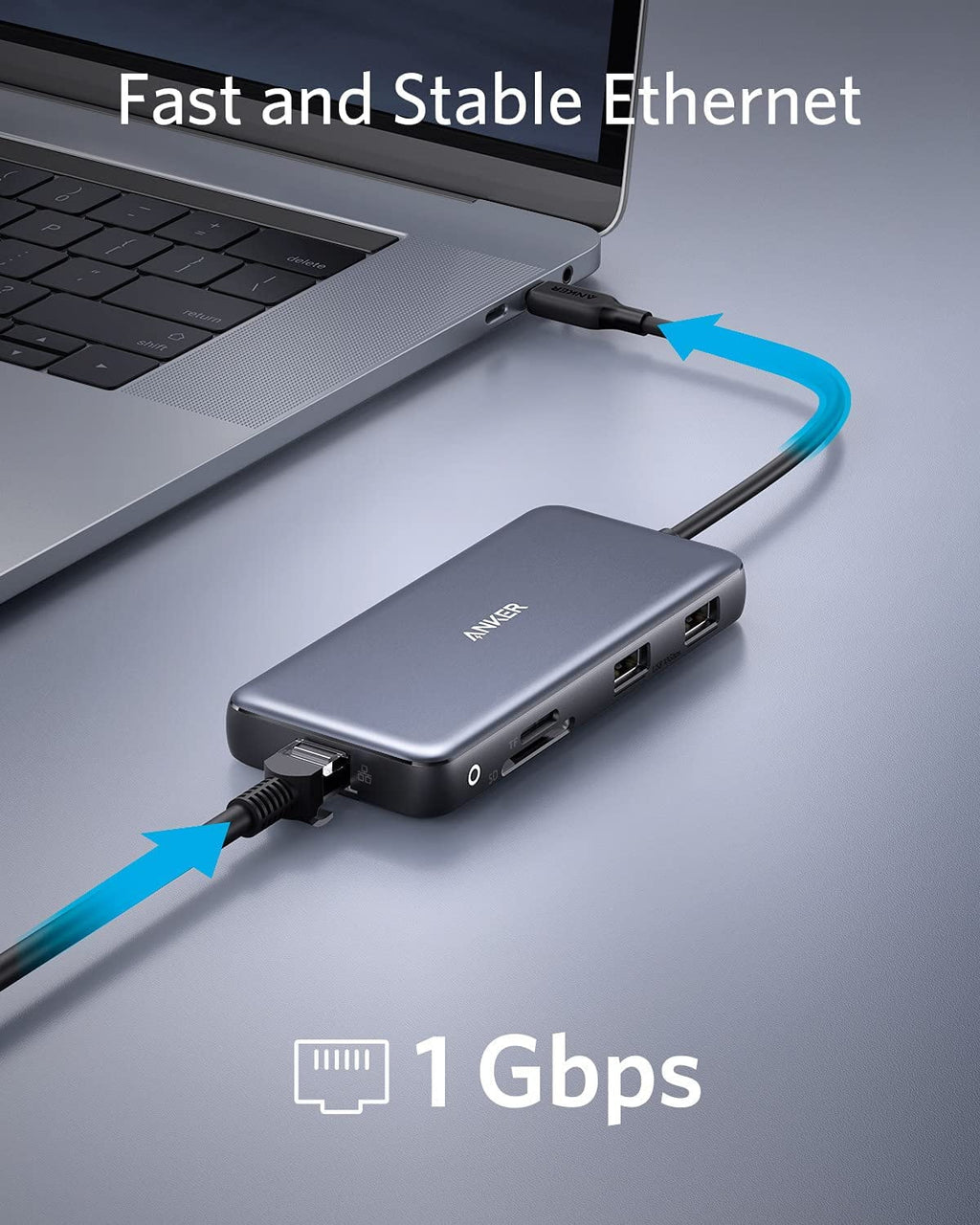 Anker 8-in-1 USizeB C Hub Adapter with 100W Power Delivery,4K 60Hz HDMI,Ethernet Port,SizeD Card Reader