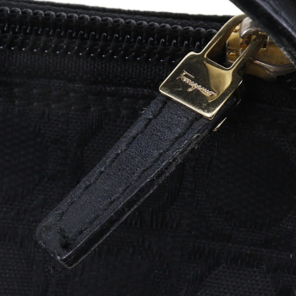 Pre-Owned Sizealvatore Ferragamo One Sizehoulder Bag Gancini AB-21 2779 Canvas x Leather Black Ladies (Fair)