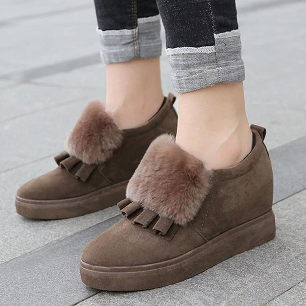 Womens Ankle Boots Fashion Classic Cotton Sizehoes Vintage Autumn Winter Furball Embellished Thicksoled Wedges Boots