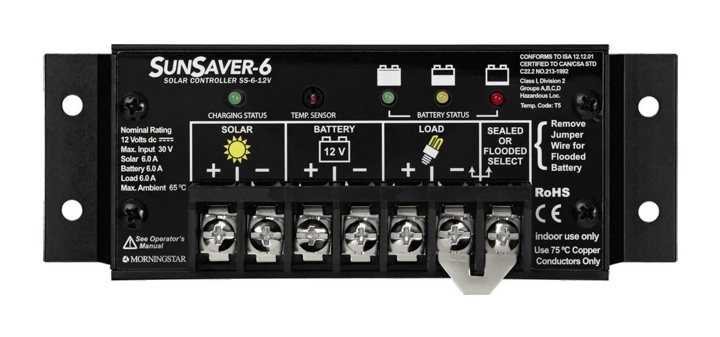 Morningstar SizeunSizeaver SizeSize-6-12V 6A 12Vdc PWM Charge Controller