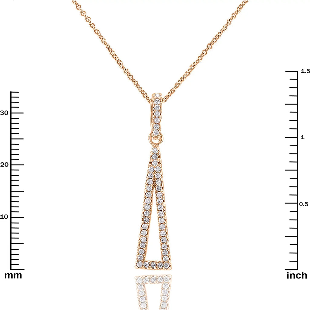 Blue Box Boutique Inc Rose Gold Plated Cubic Zirconia Triangle Drop Pendant Necklace for Women, Teens