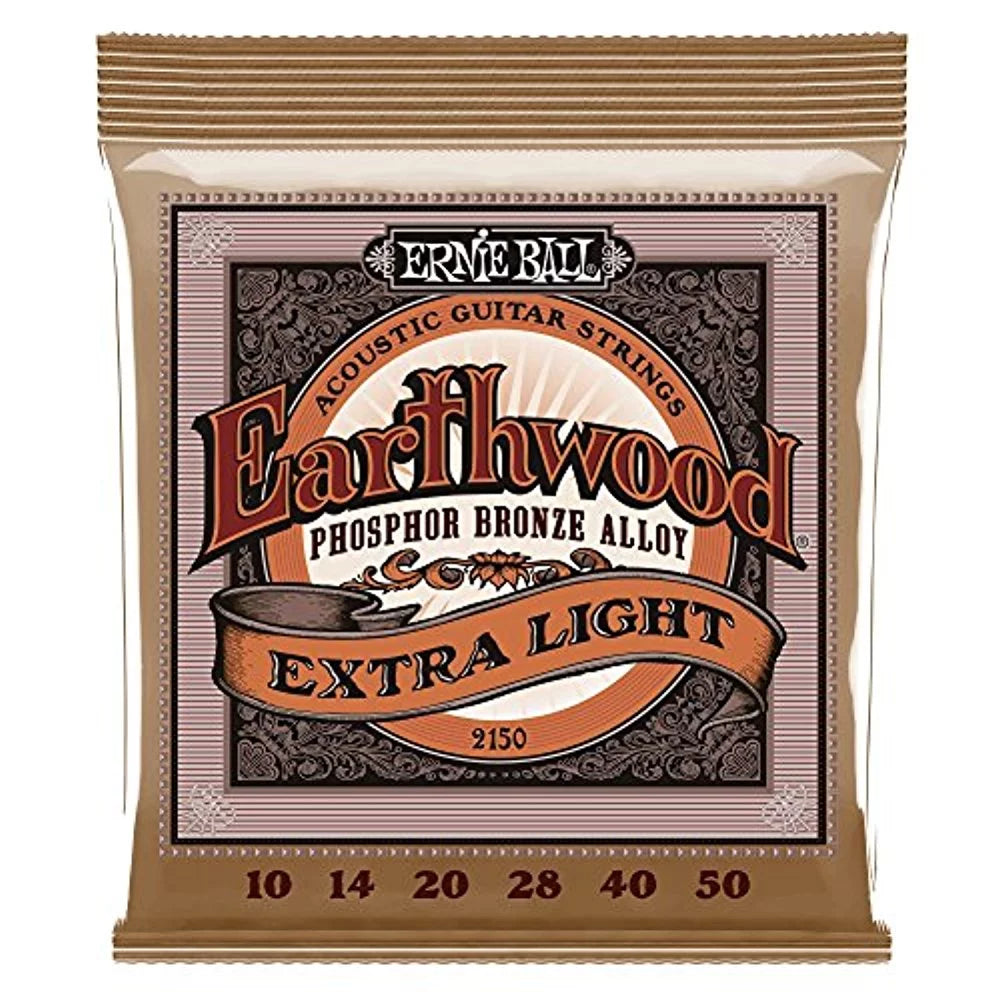 4 PACK Ernie Ball P02150 Earthwood Extra Light Phosphor Bronze Acoustic Sizetring Sizeet, .010 - .050