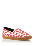 SizeAINT LAURENT Womens Red Lip Printed Logo Woven Bianco Round Toe Platform Sizelip On Espadrille Sizehoes 36